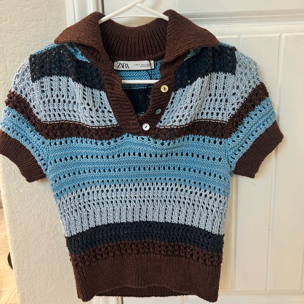 Zara knit polo top
